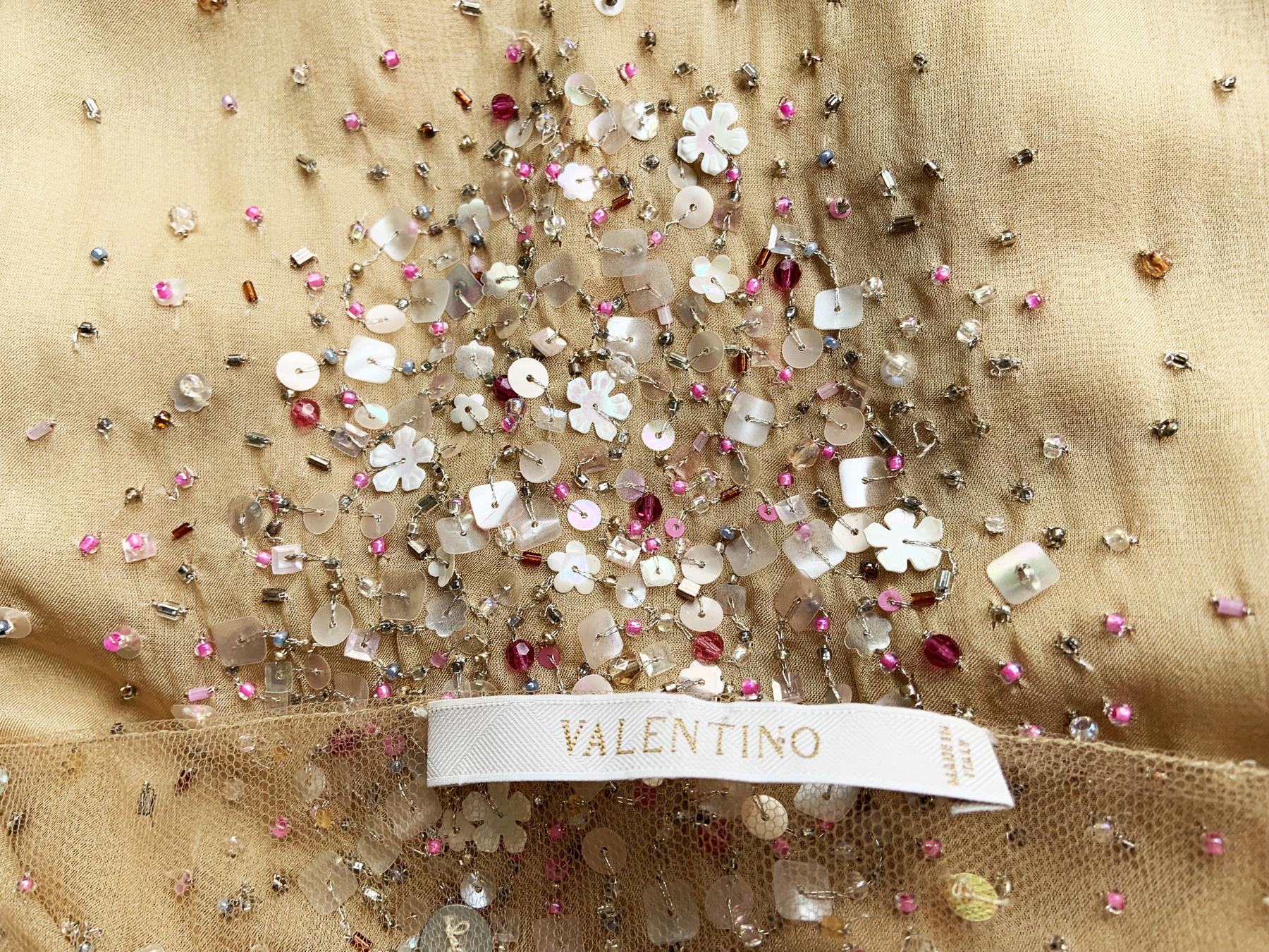 Vintage Valentino F/W 2000 Runway Nude Sexy Sheer Fully Embellished Dress Gown 8 in vendita 7