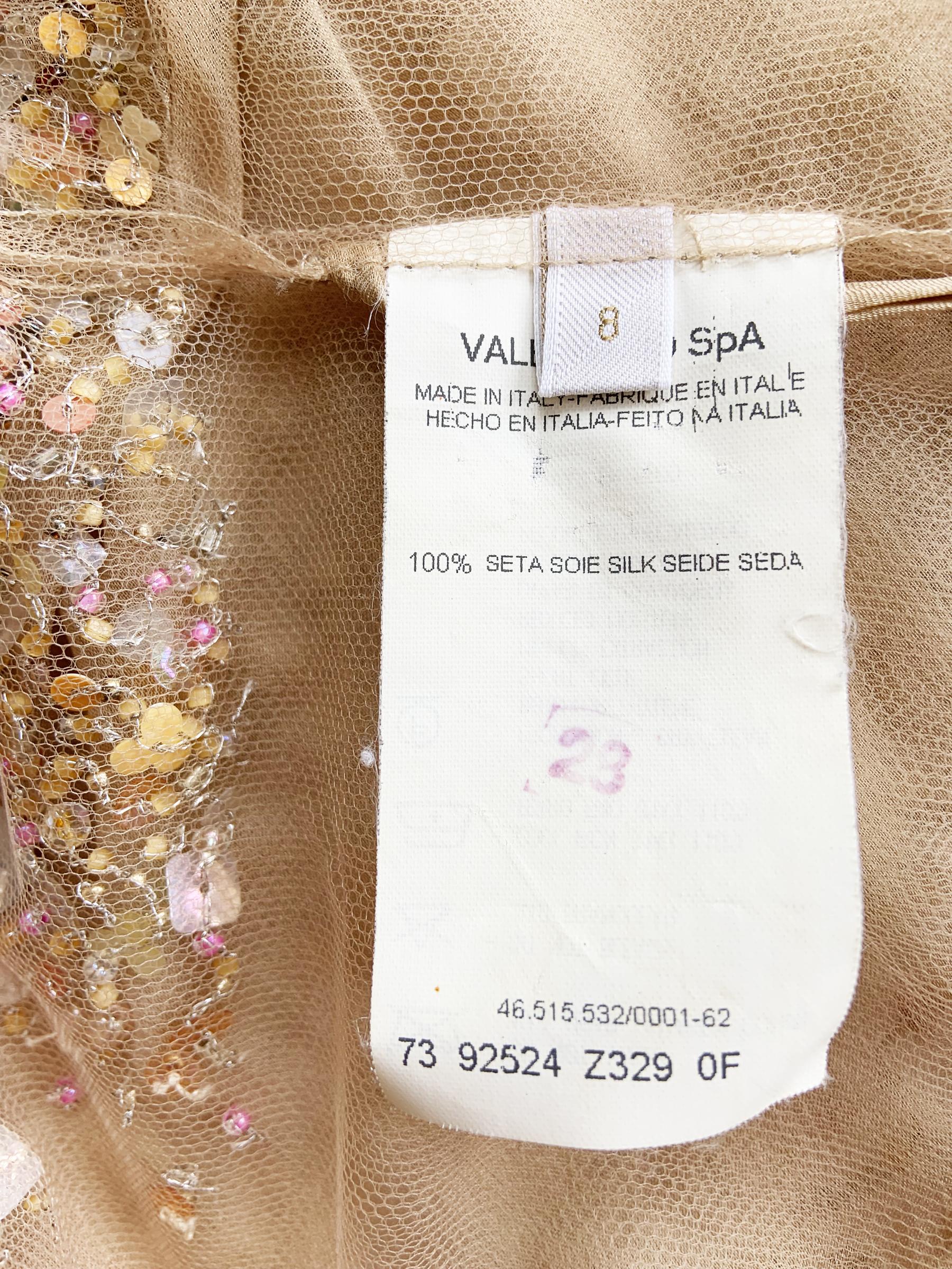 Vintage Valentino F/W 2000 Runway Nude Sexy Sheer Fully Embellished Dress Gown 8 in vendita 8