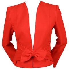 vintage VALENTINO fitted red wool jacket with tie detail