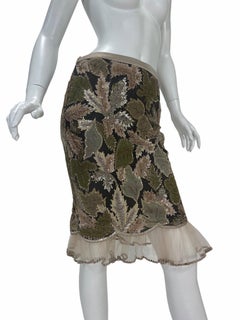 Vintage Valentino Floral Embellished Beaded Tulle Skirt