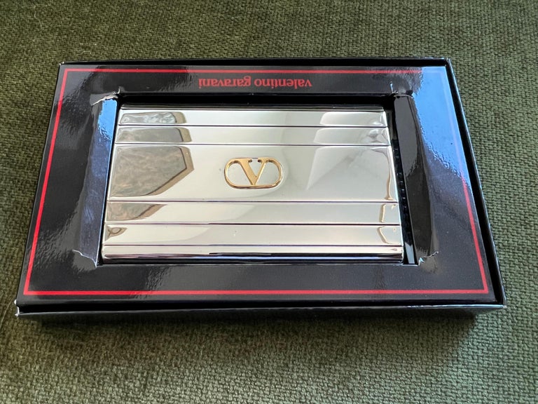 Retro Vintage VALENTINO GARAVANI Cigarette Case with Gold Plated Logo
