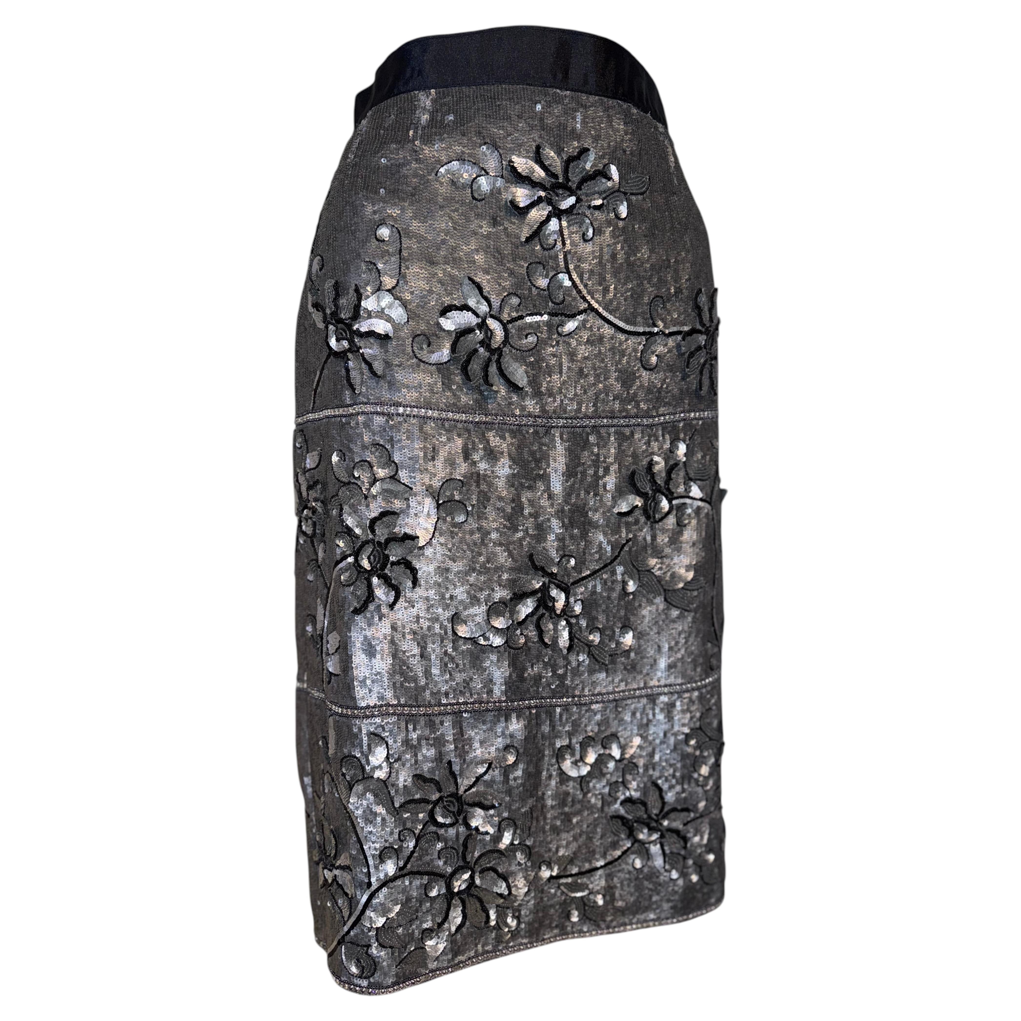 Vintage Valentino Garavani FW 1989 sequin-embroidered skirt