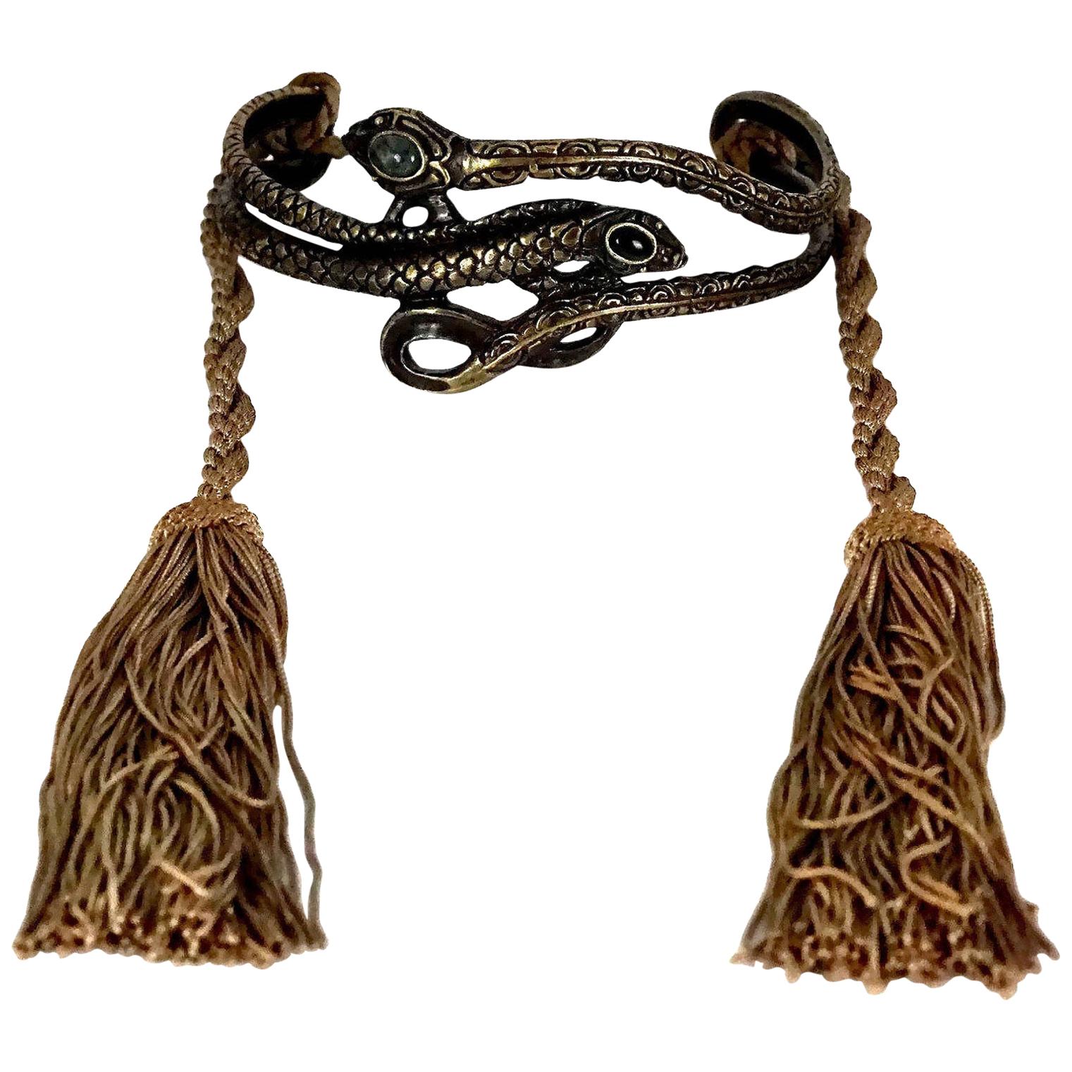 Vintage VALENTINO GARAVANI Runway Snake Tassel Choker Necklace For Sale