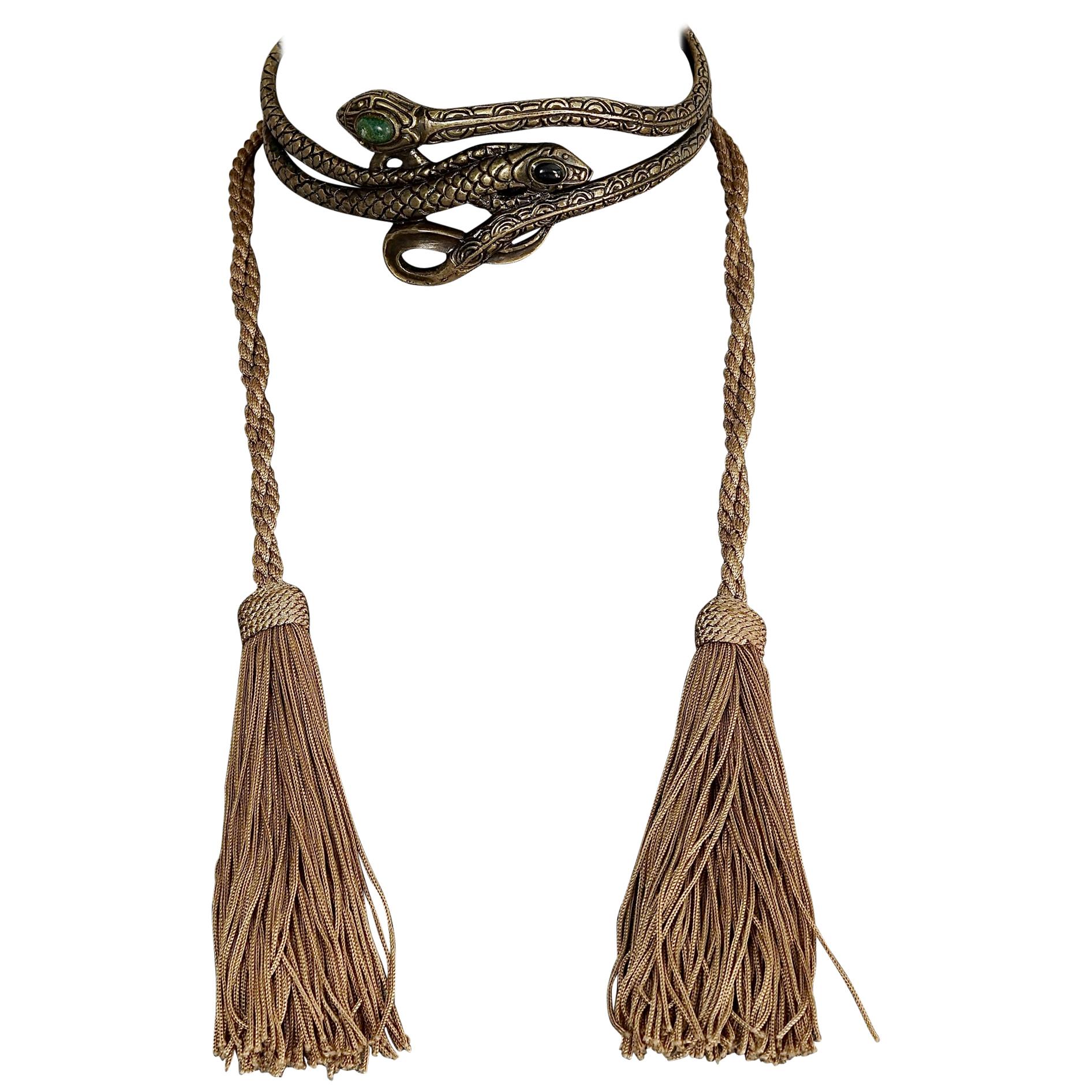 Vintage VALENTINO GARAVANI Snake Tassel Choker Necklace