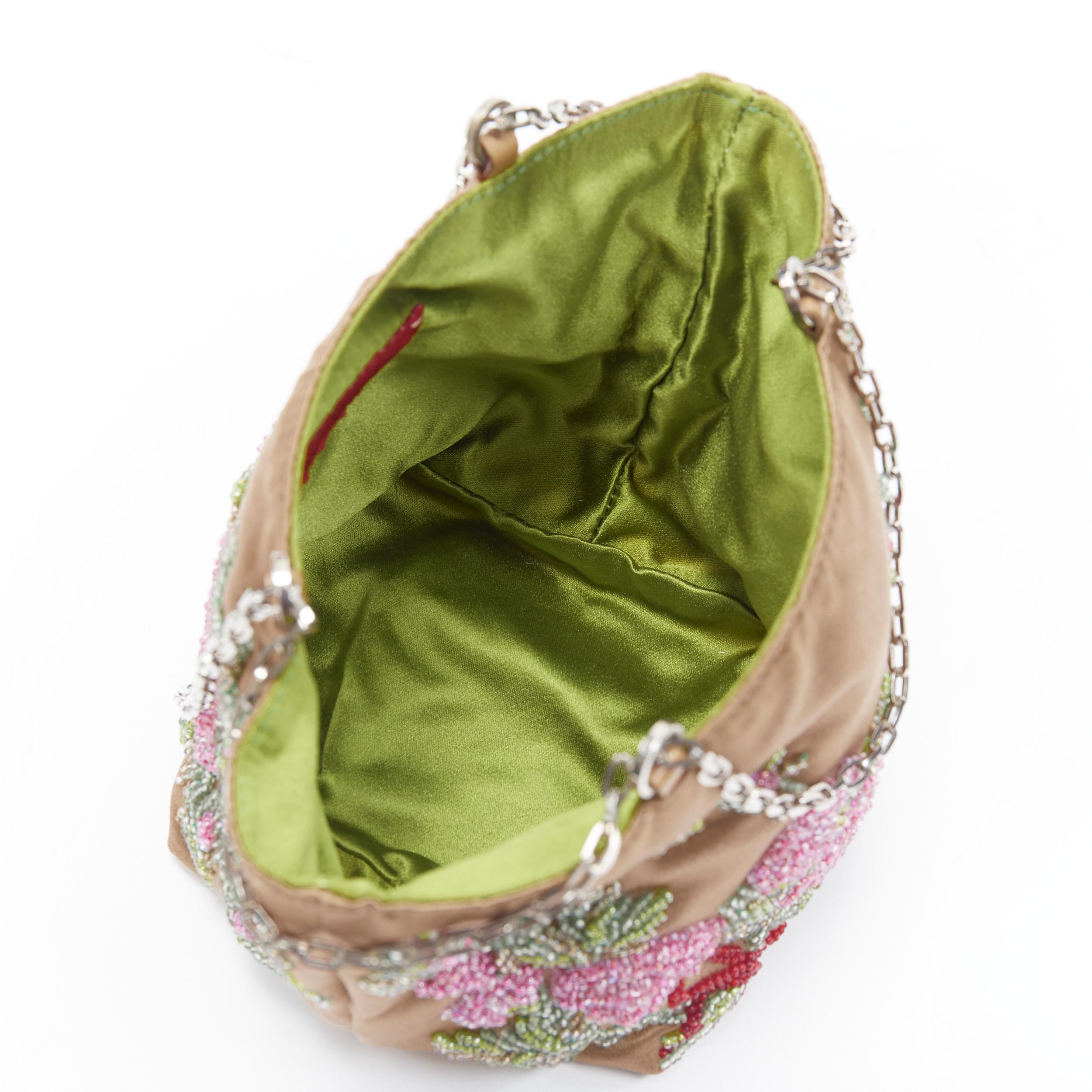 vintage VALENTINO gold satin pink floral embellished chain handle purse bag 4