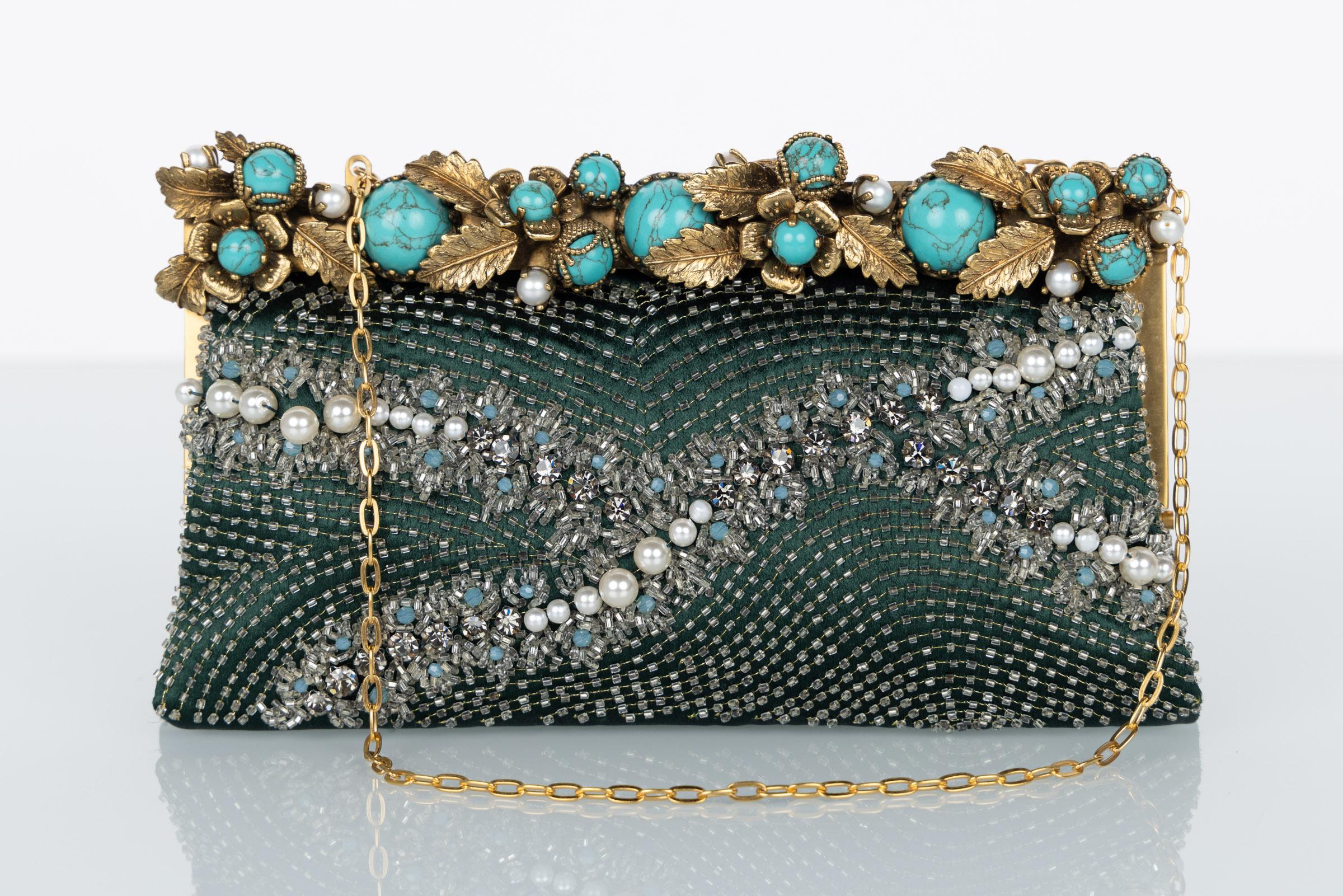 turquoise clutch bag