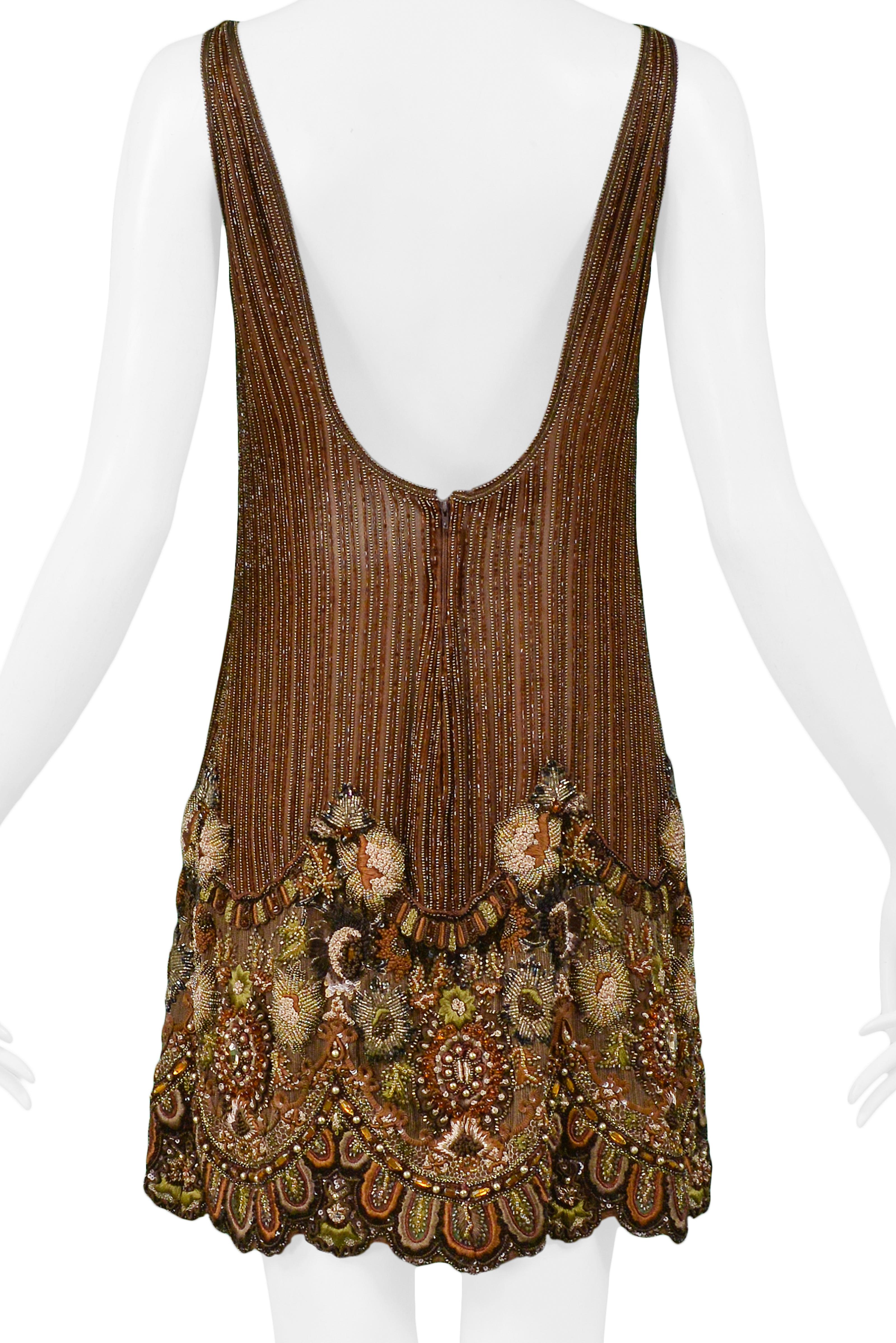 Vintage Valentino Heavily Beaded Floral Mini Dress In Excellent Condition In Los Angeles, CA