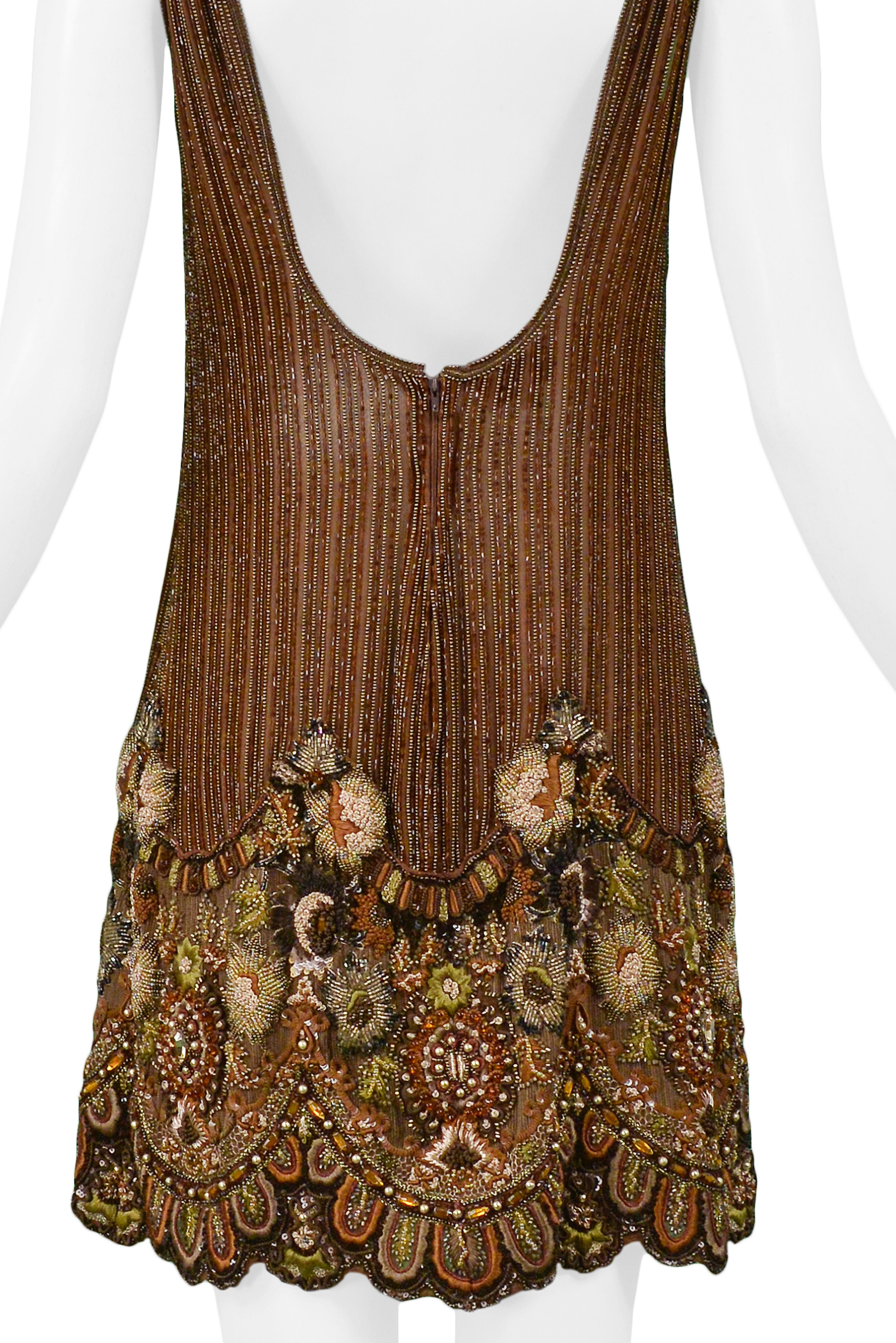 Women's Vintage Valentino Heavily Beaded Floral Mini Dress For Sale