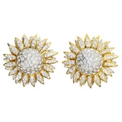 Vintage Valentino Large Crystal Gold Sunflower Earrings