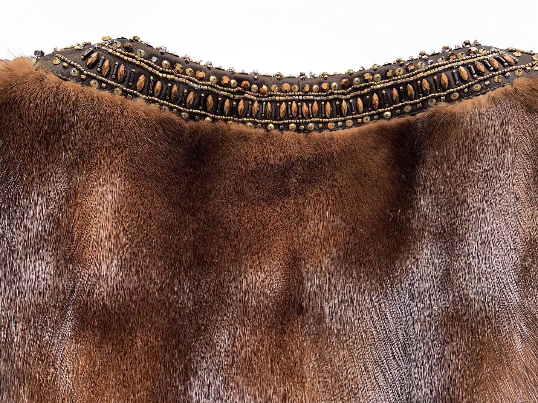 Women's Vintage Valentino Mink Embellished Vest Italian size 40