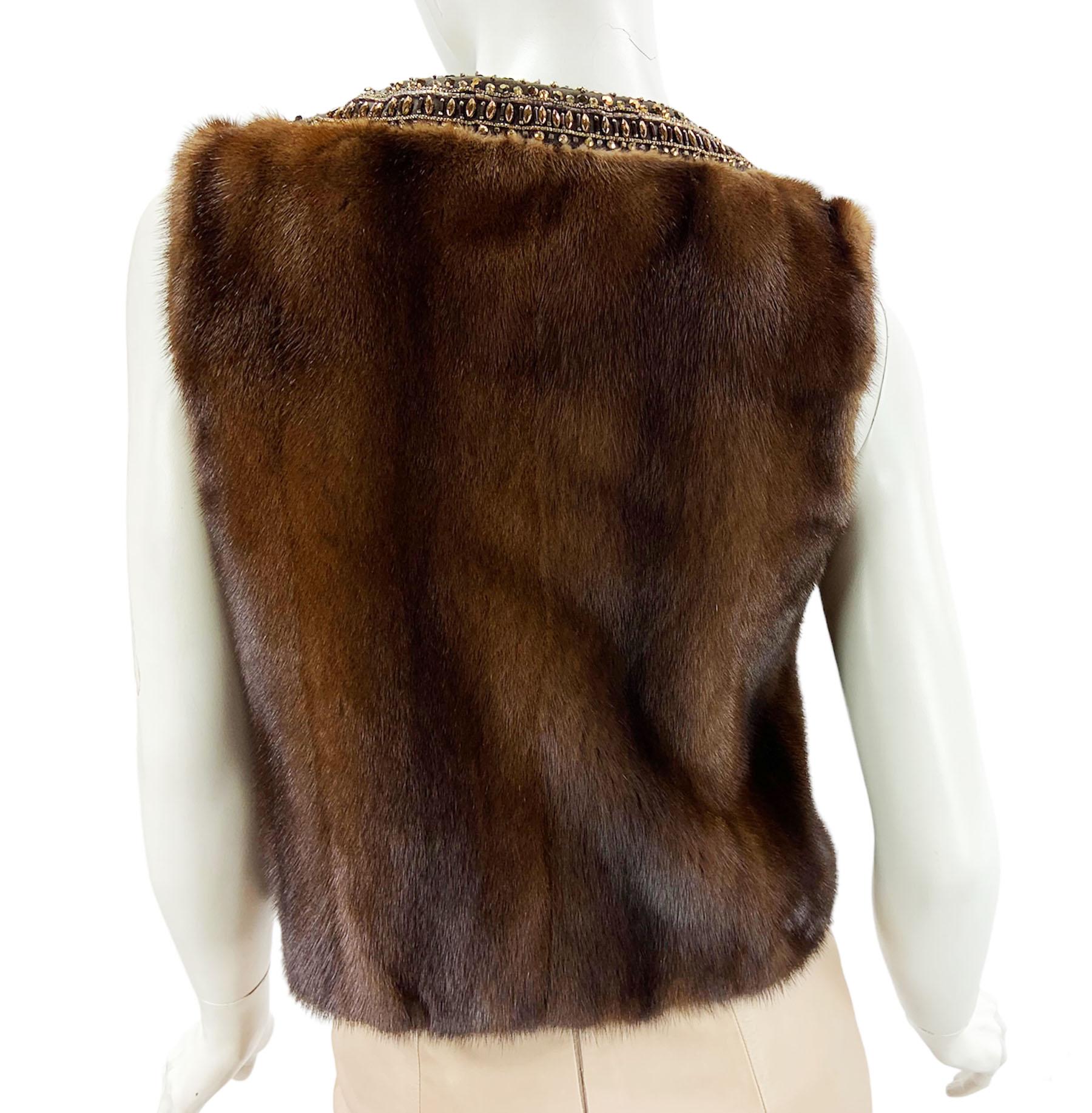 Vintage Valentino Mink Embellished Vest Italian size 40 2