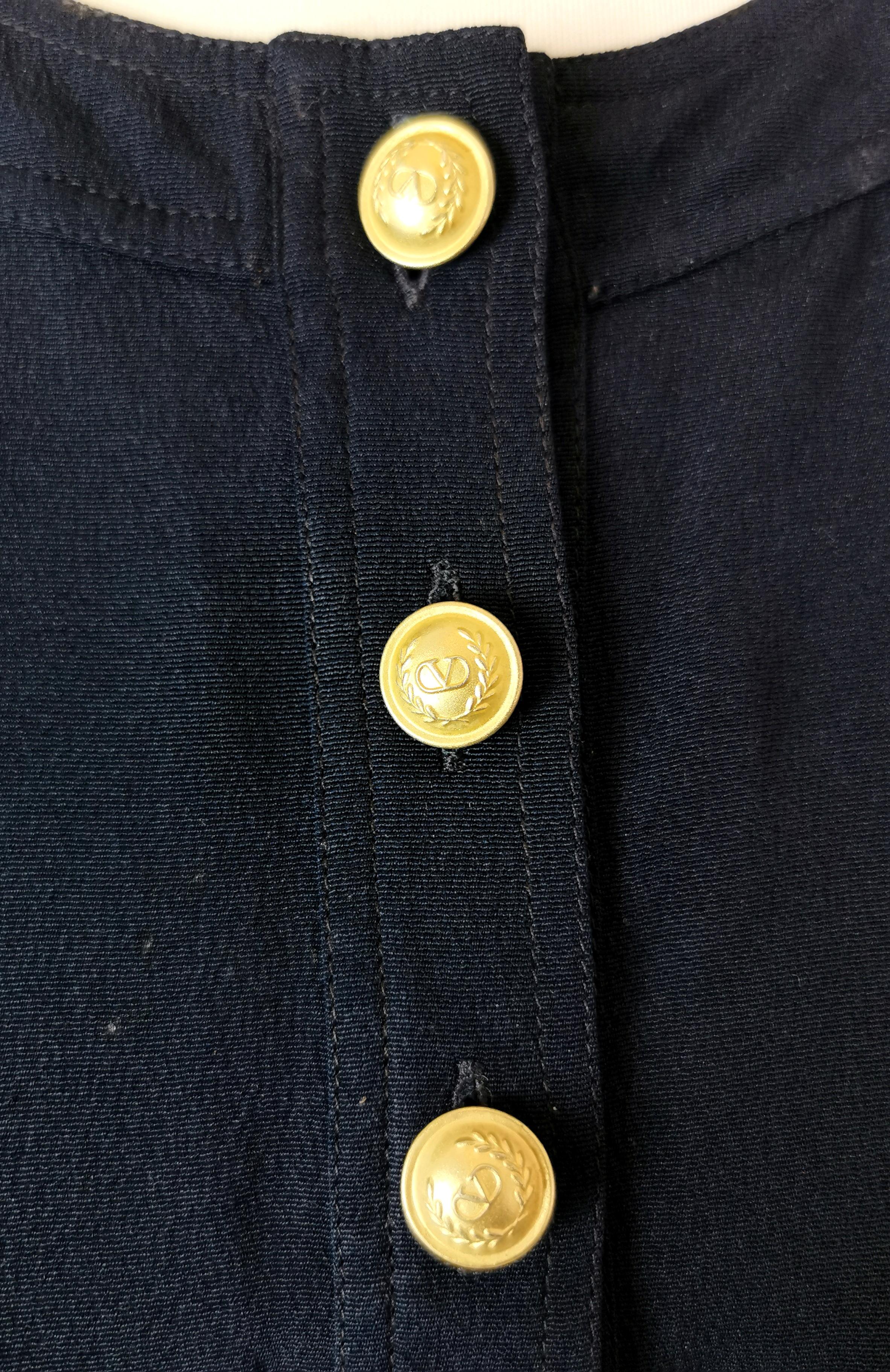 Vintage Valentino navy silk pullover blouse, Miss V For Sale 5