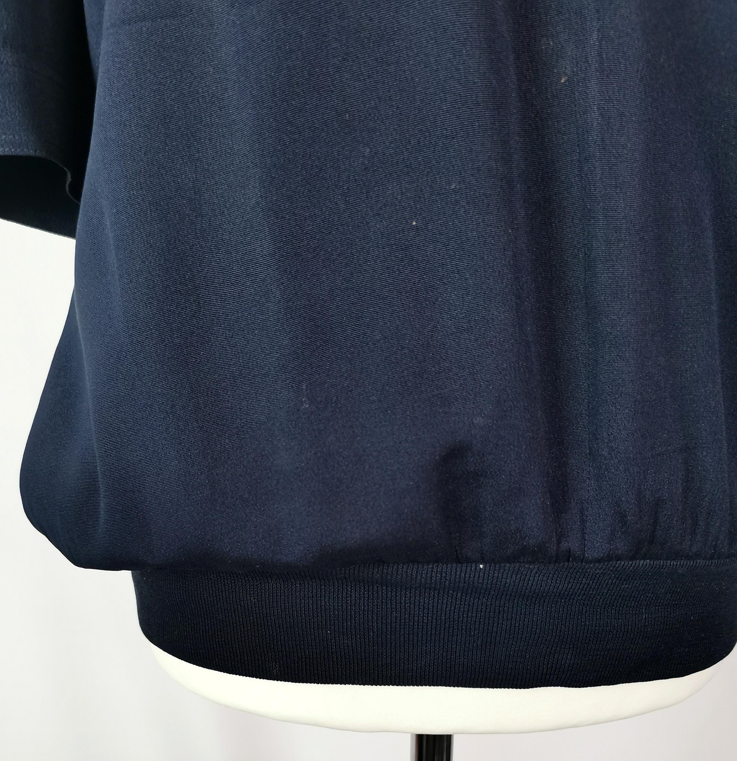 Women's Vintage Valentino navy silk pullover blouse, Miss V  For Sale