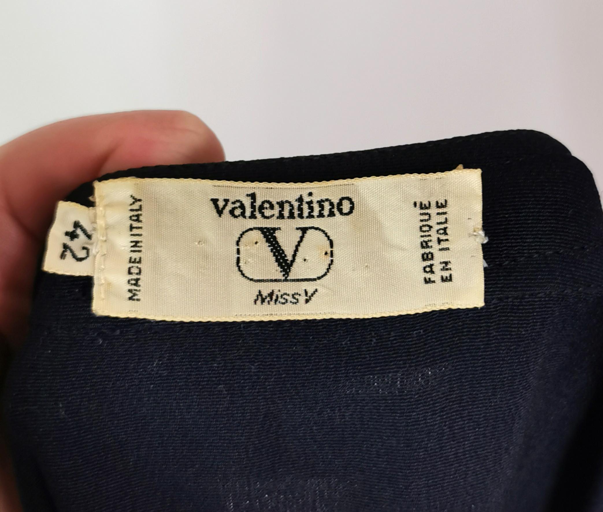 Vintage Valentino navy silk pullover blouse, Miss V For Sale 3
