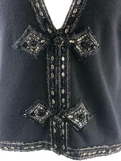Gilet vintage Valentino Night in maglia nera con strass taglia M
