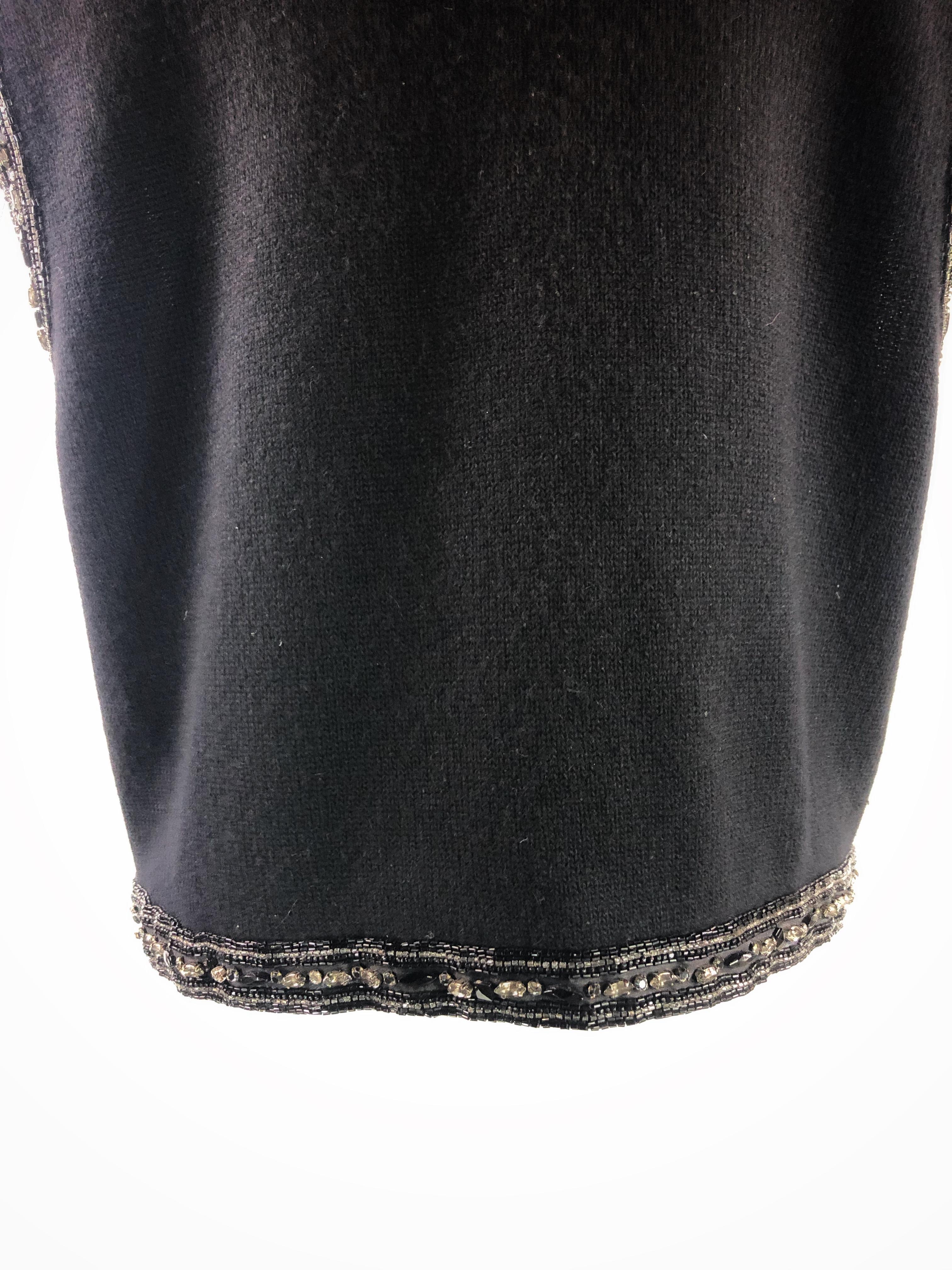 Women's or Men's Vintage VALENTINO Night Black Knit Vest w/ Rhinestone Size M For Sale