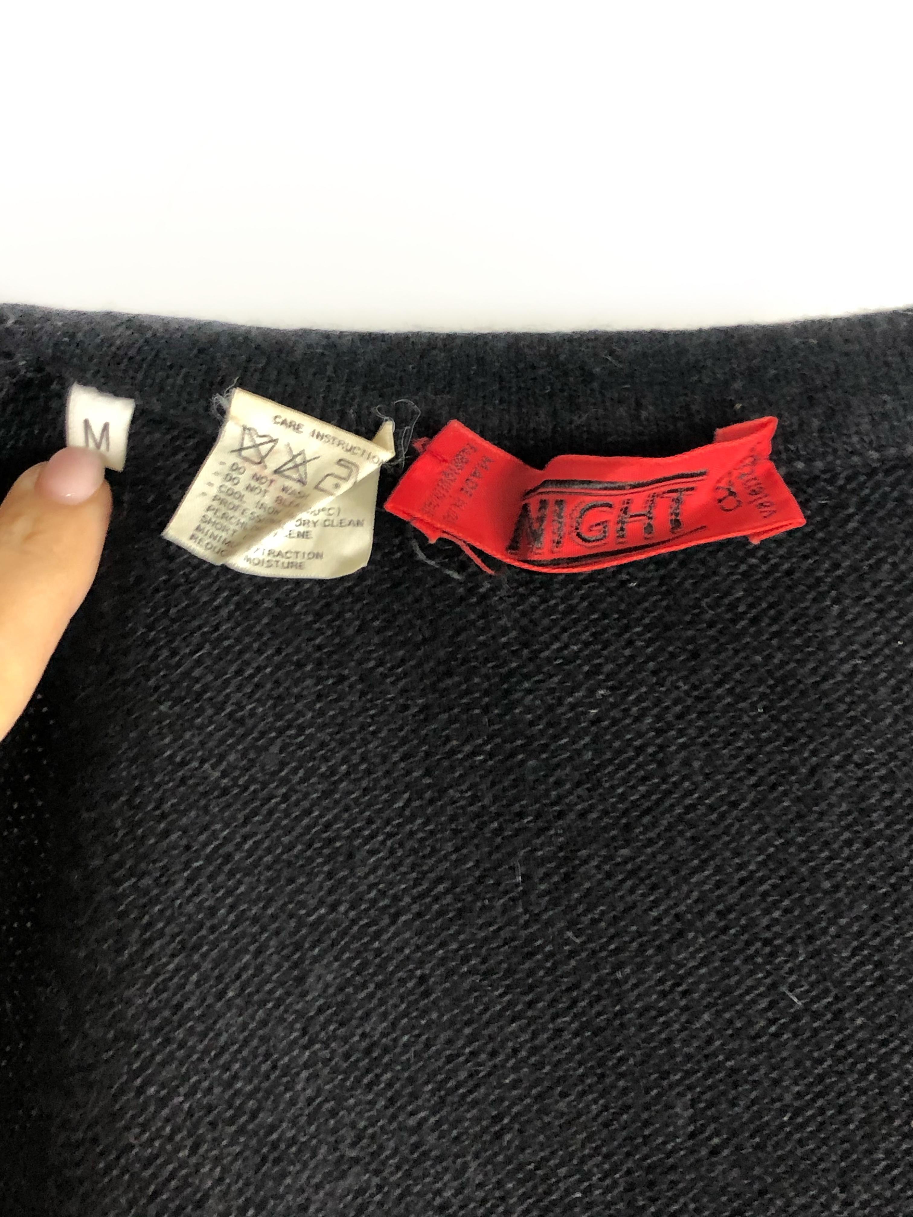 Vintage VALENTINO Night Black Knit Vest w/ Rhinestone Size M For Sale 2