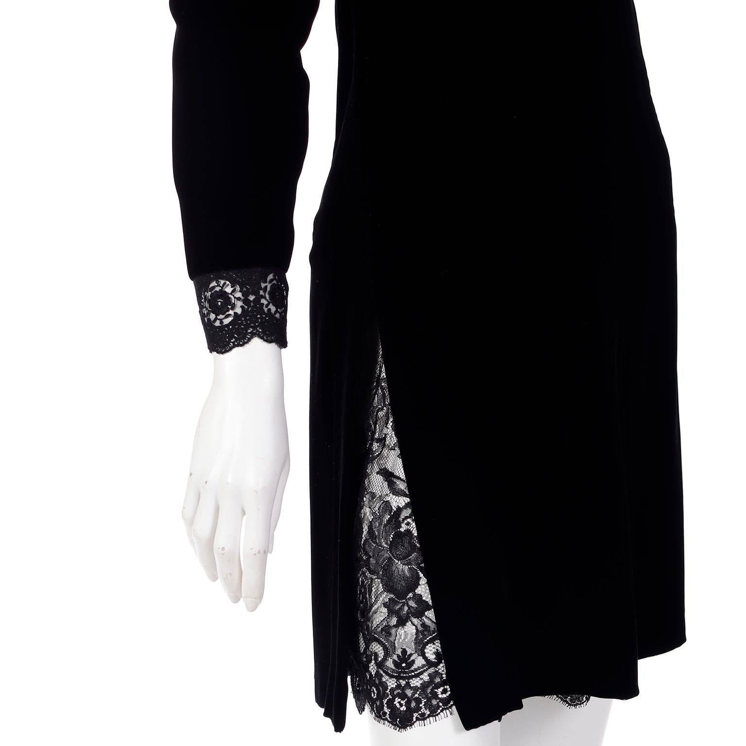 Vintage Valentino Night Black Velvet and Lace Evening Dress 2