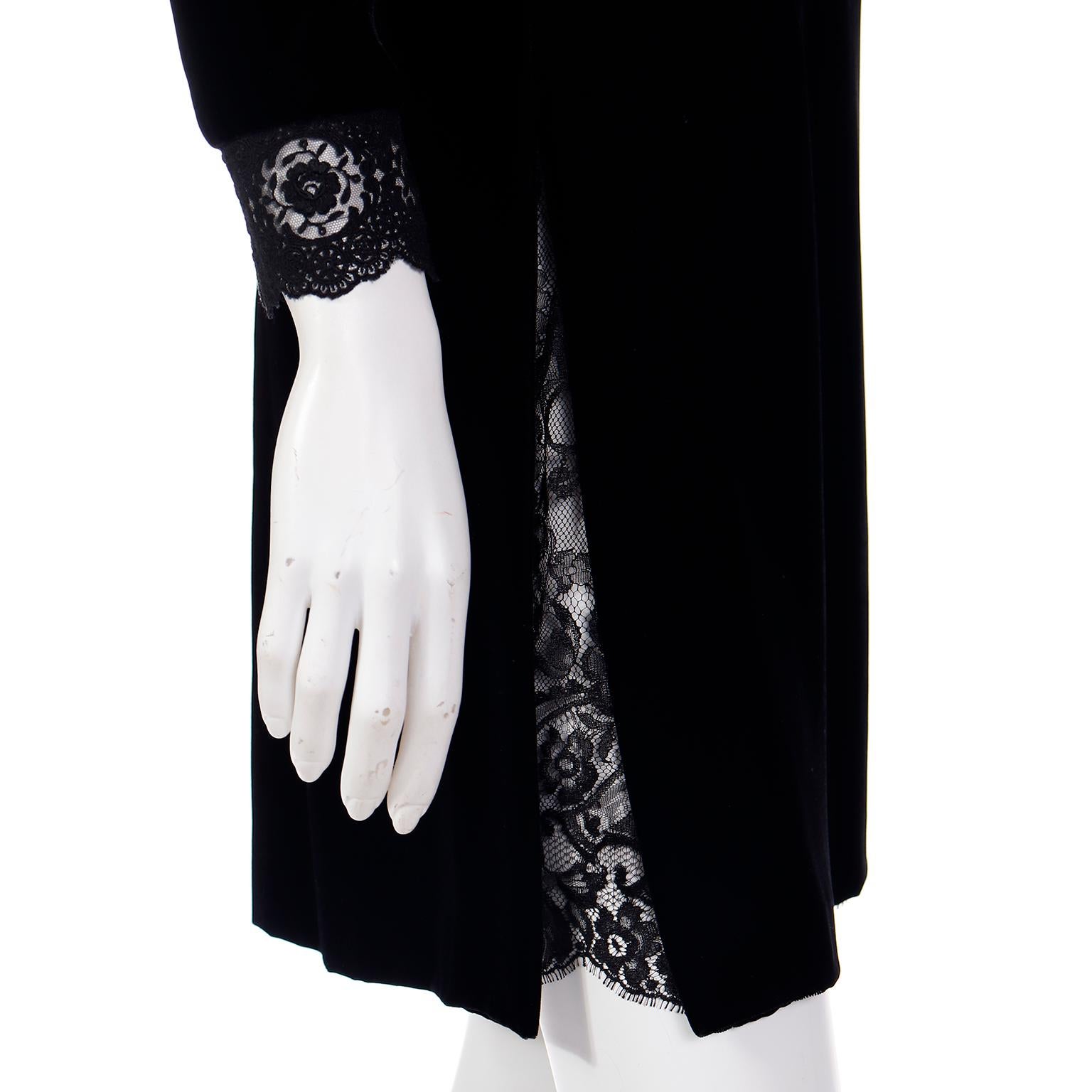 Vintage Valentino Night Black Velvet and Lace Evening Dress 4
