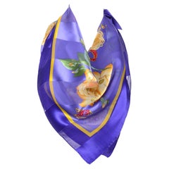 Vintage Valentino Purple Floral Silk Chiffon Scarf