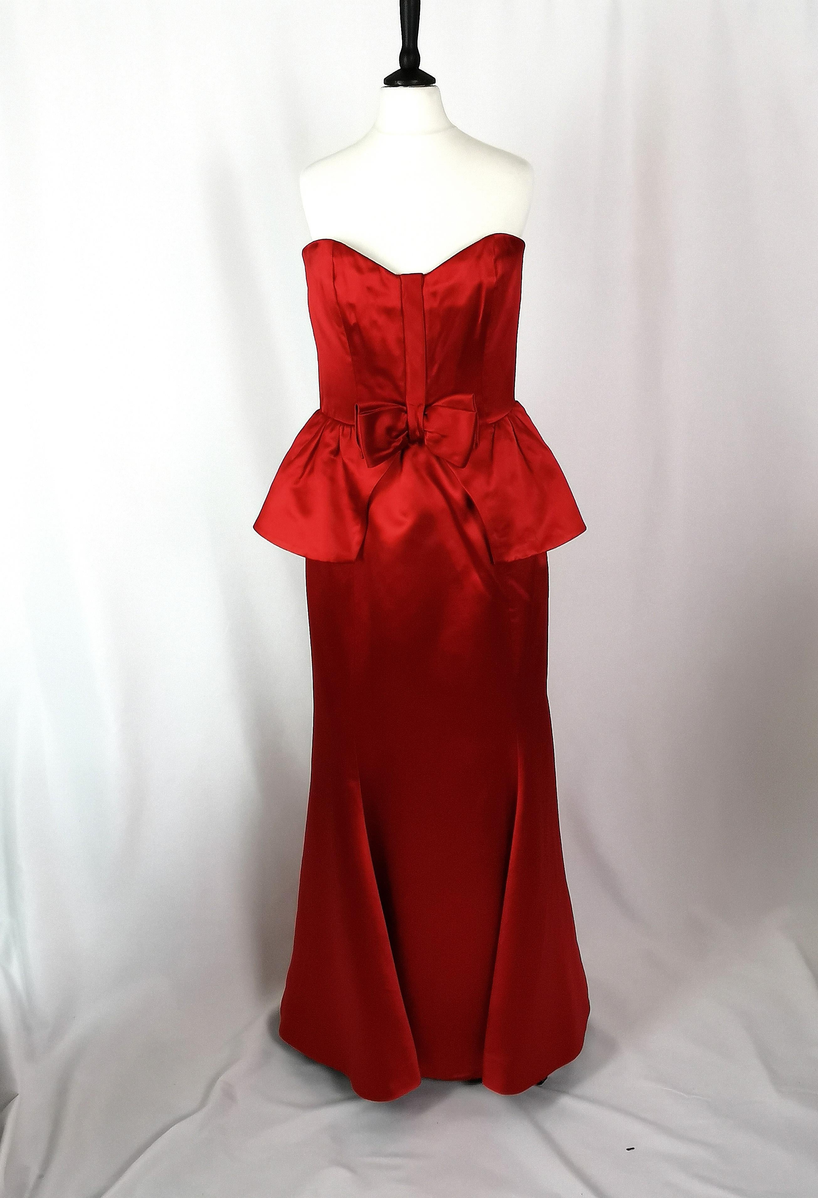 Vintage Valentino Red satin ball gown dress, Evening dress  5