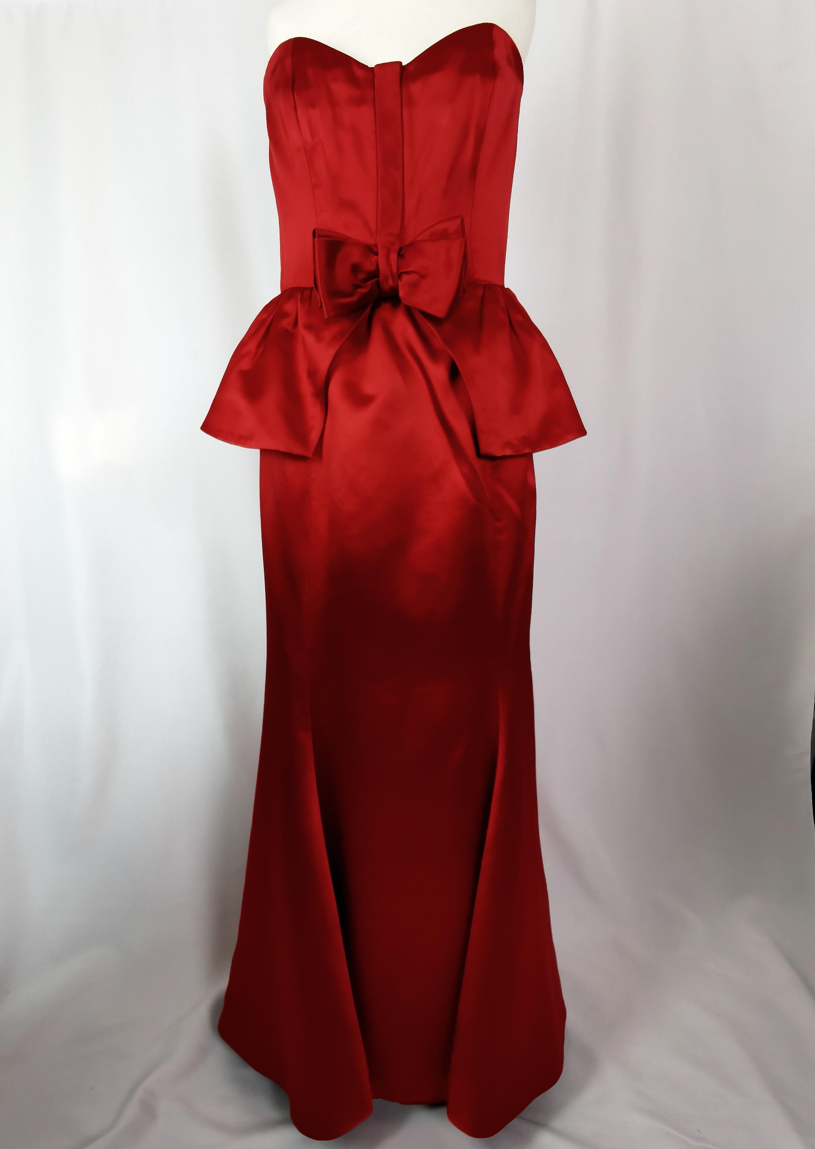 Vintage Valentino Red satin ball gown dress, Evening dress  6