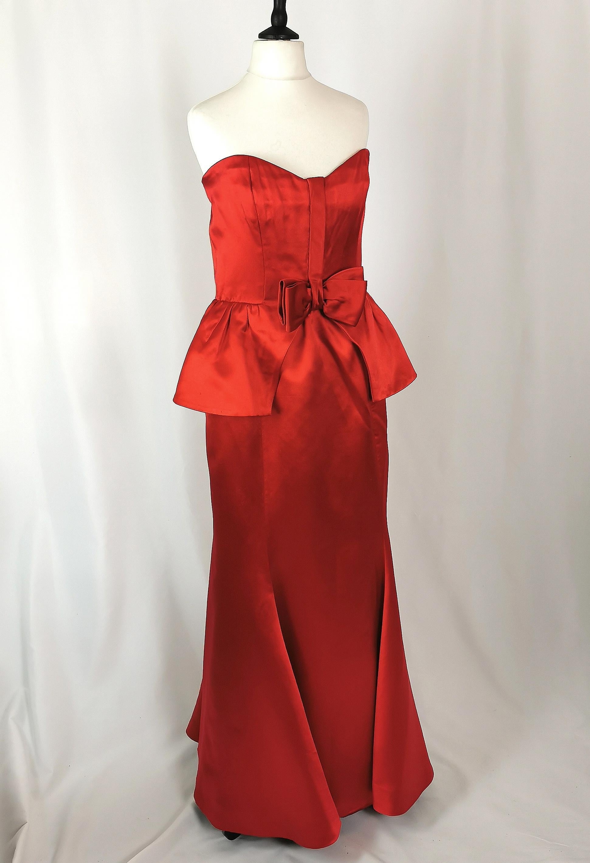 Vintage Valentino Red satin ball gown dress, Evening dress 7