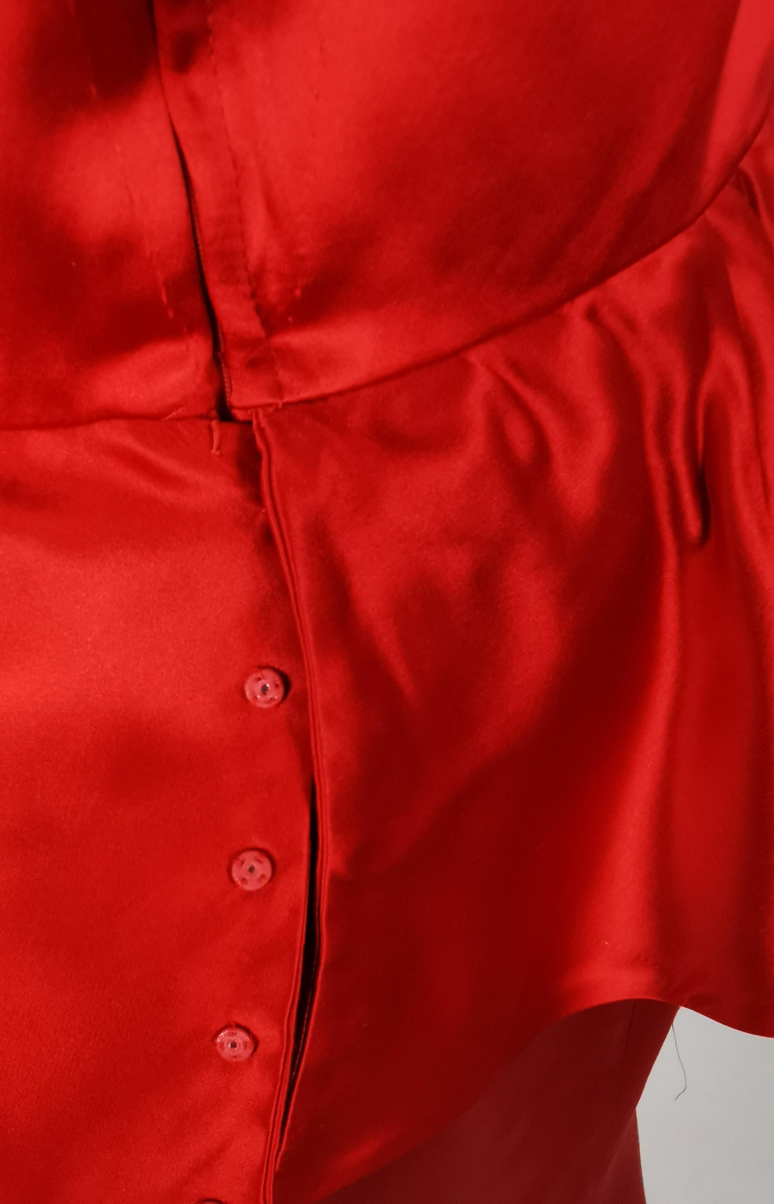 Vintage Valentino Red satin ball gown dress, Evening dress 10