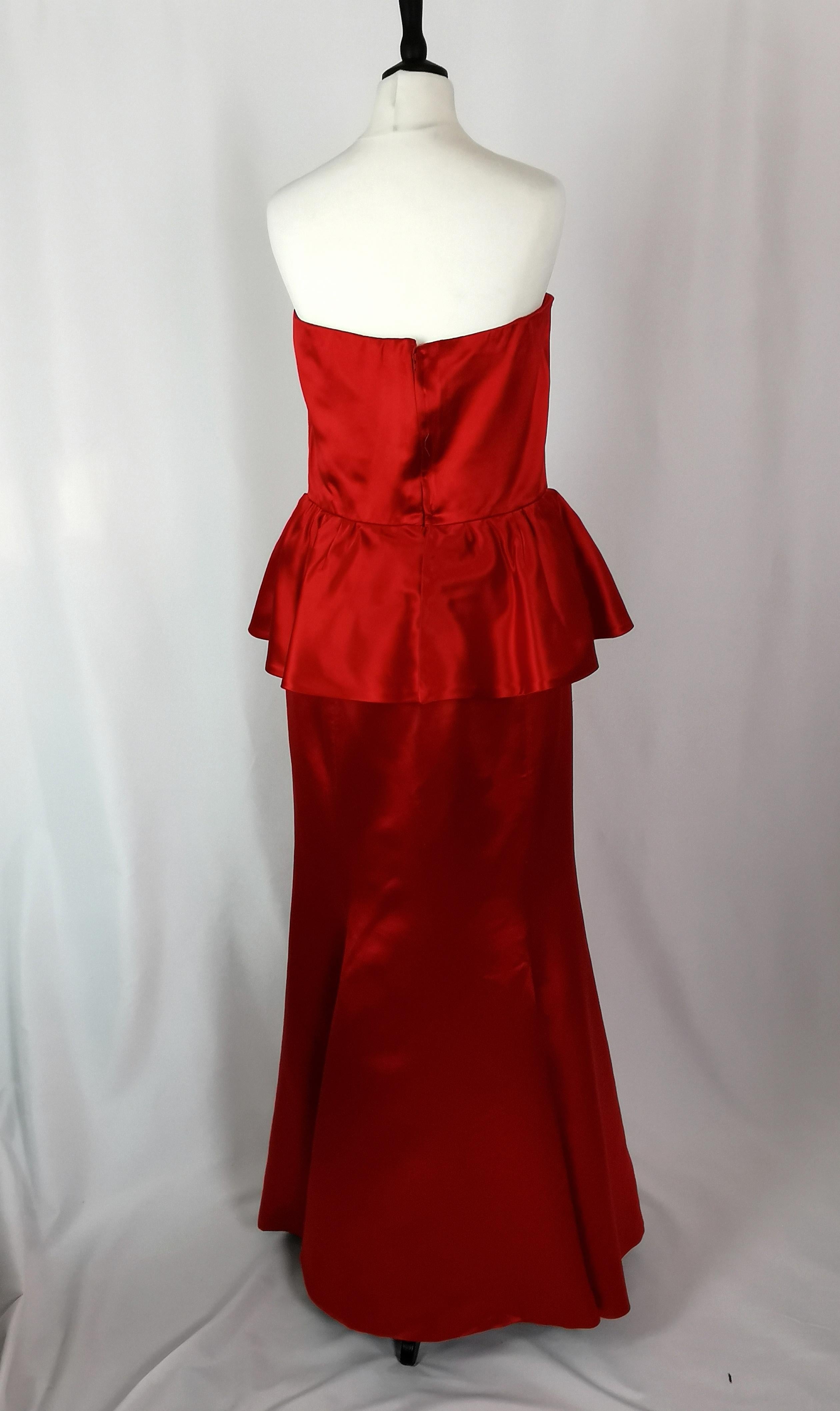 Vintage Valentino Red satin ball gown dress, Evening dress  2