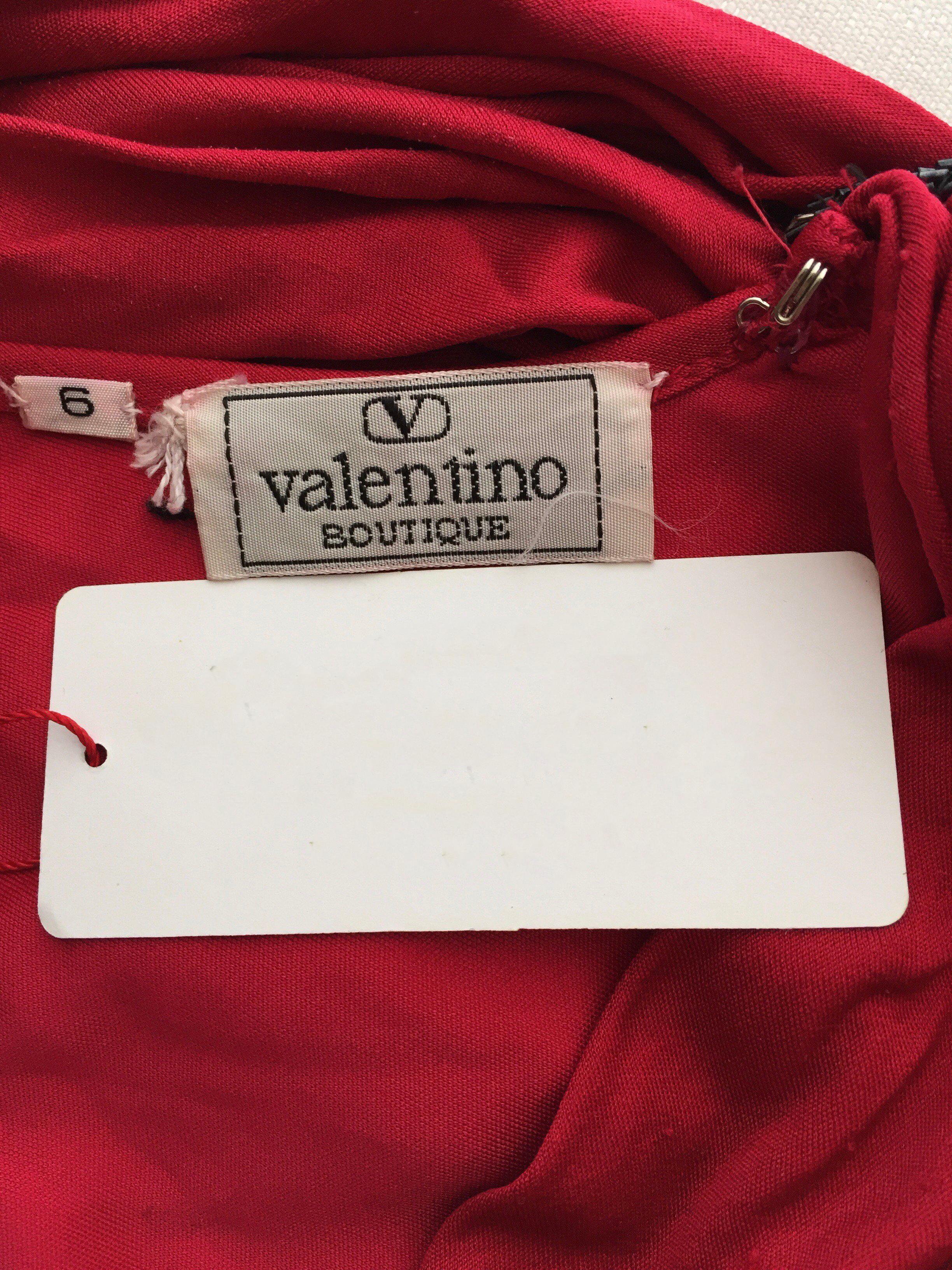 Vintage Valentino Red Silk Jersey Open Back Dress 4