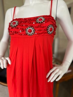 Valentino - Robe de cocktail rouge Roma vintage avec cristaux et cabochons de corail