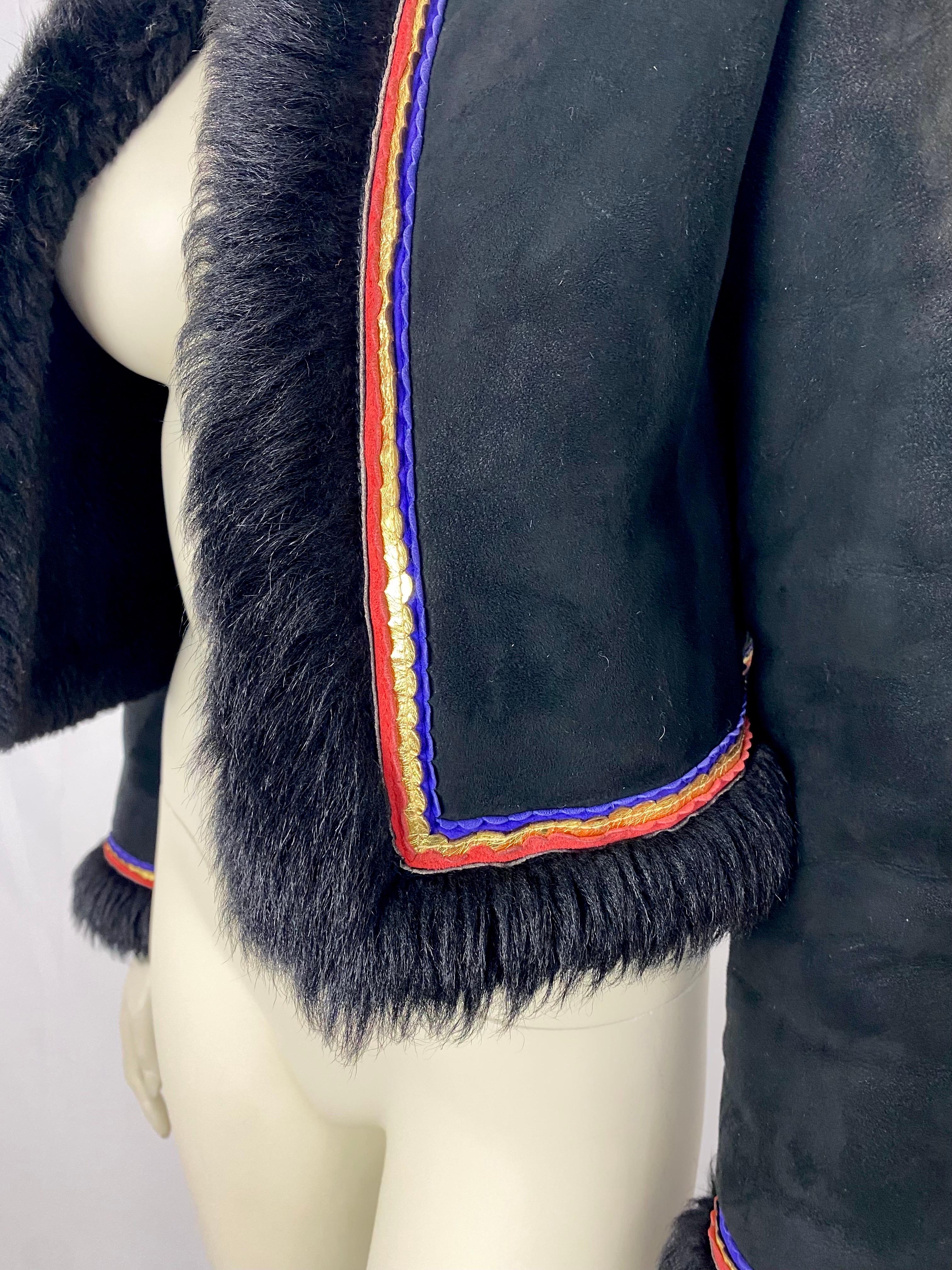 Black Vintage Valentino shearling jacket from 1970’s For Sale