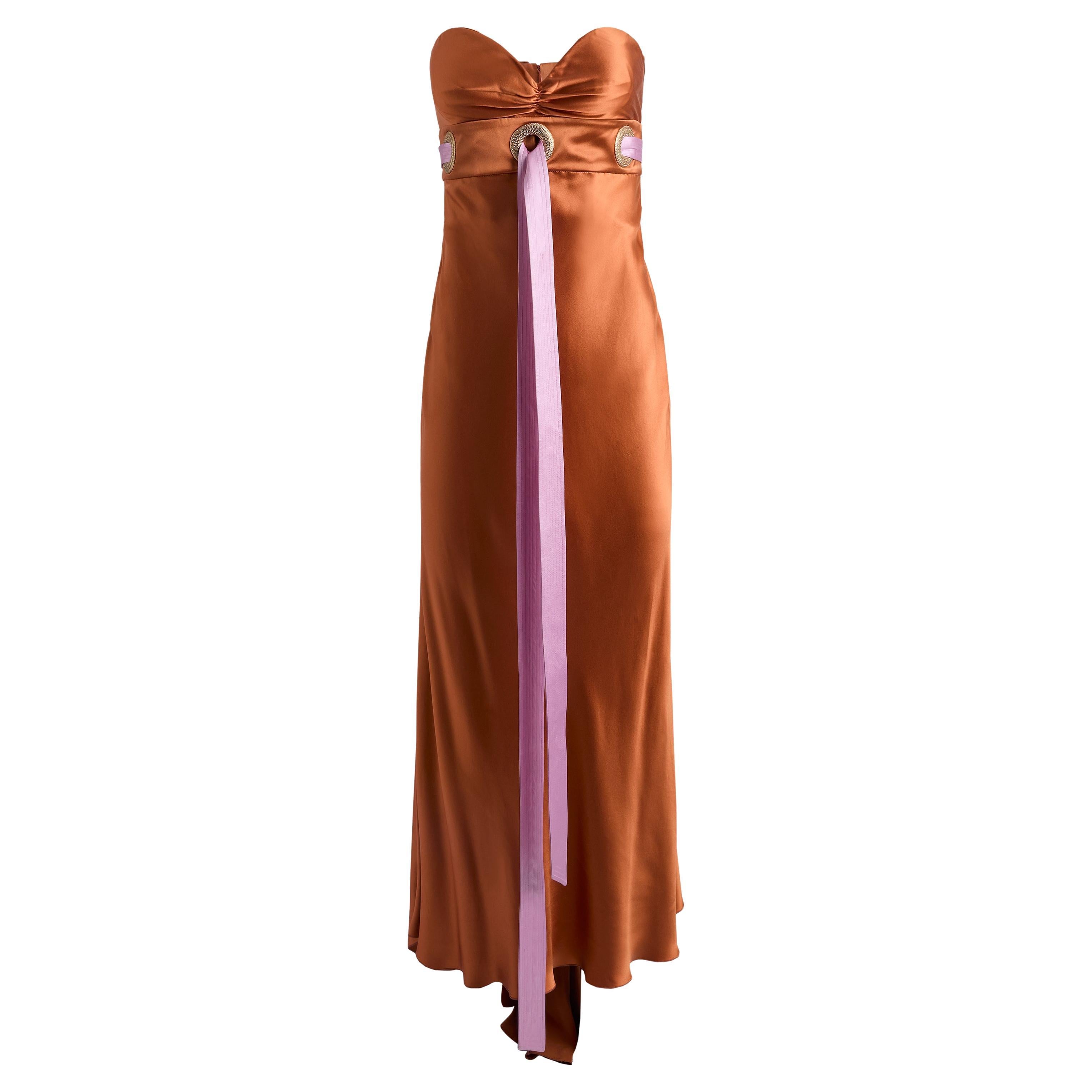 Vintage Valentino Silk S/S 2005 Look 61 Orange Bustier Gown