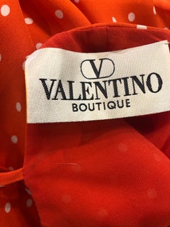 Vintage Valentino 1990s Size 8 Red and White Silk Lace Polka Dot 90s Gown Dress