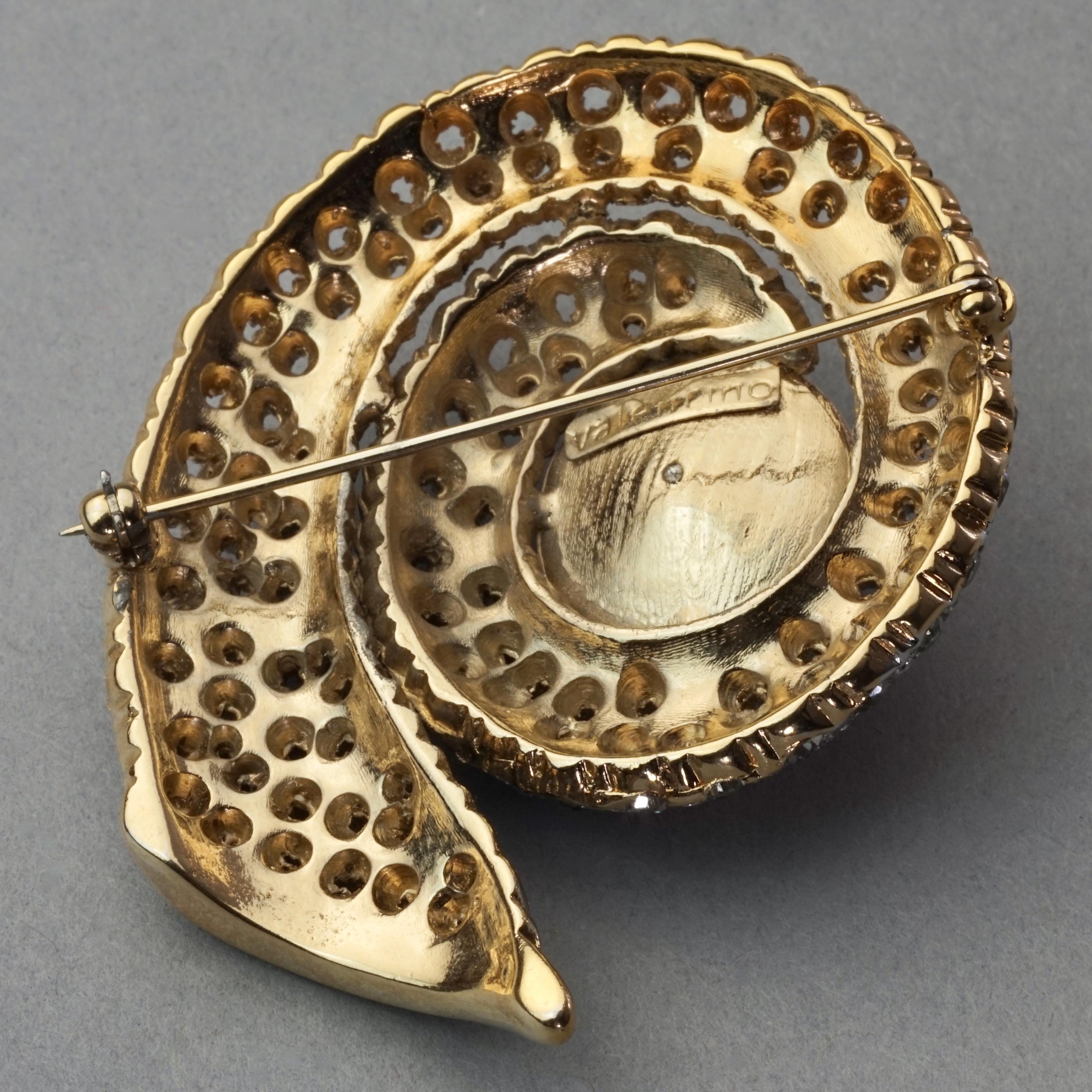 Women's Vintage VALENTINO Snail Rhinestone Brooch For Sale