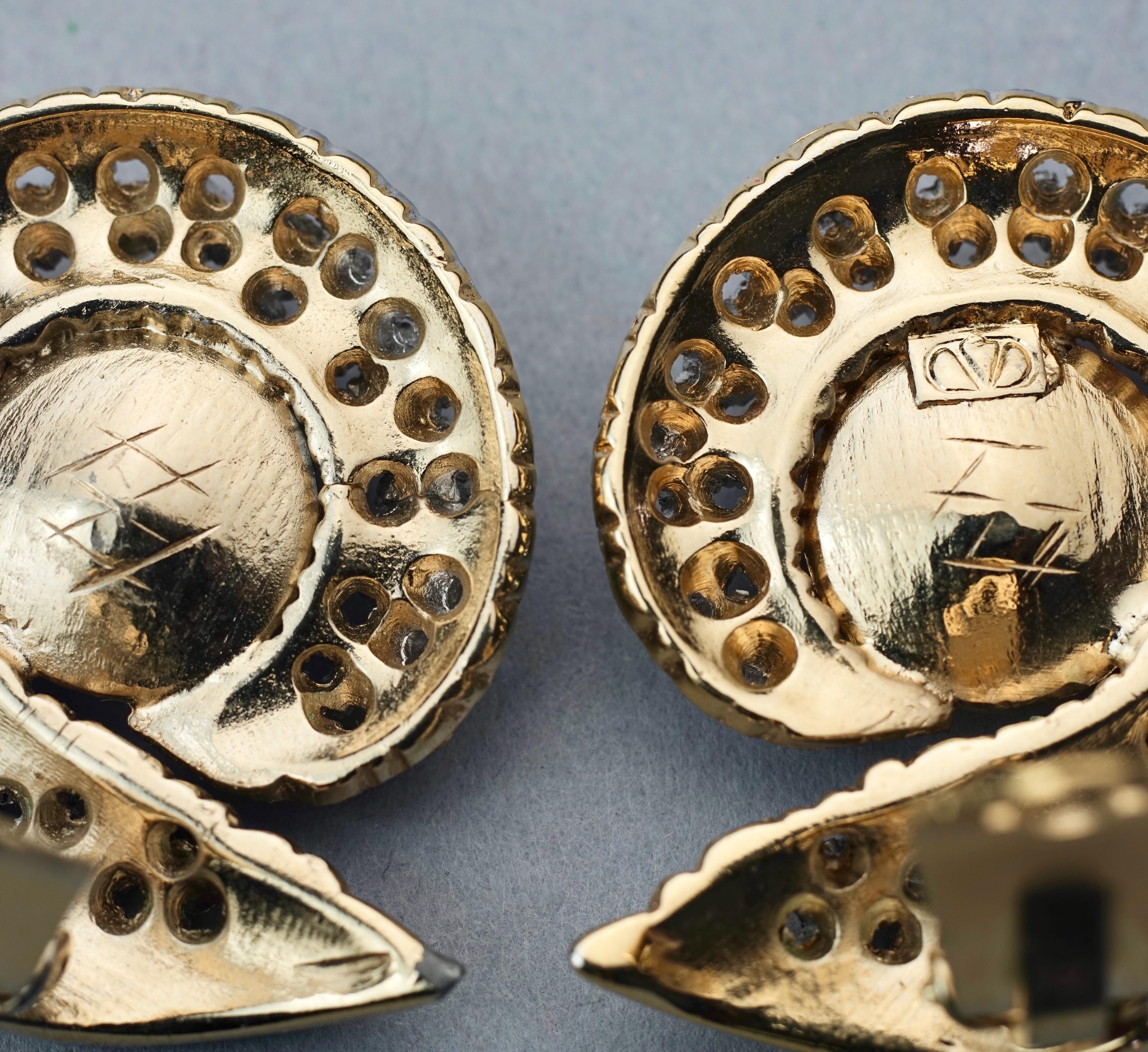 Vintage VALENTINO Snail Rhinestone Earrings 2