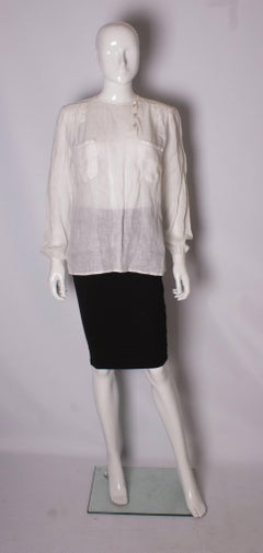 Vintage Valentino White Linen Blouse