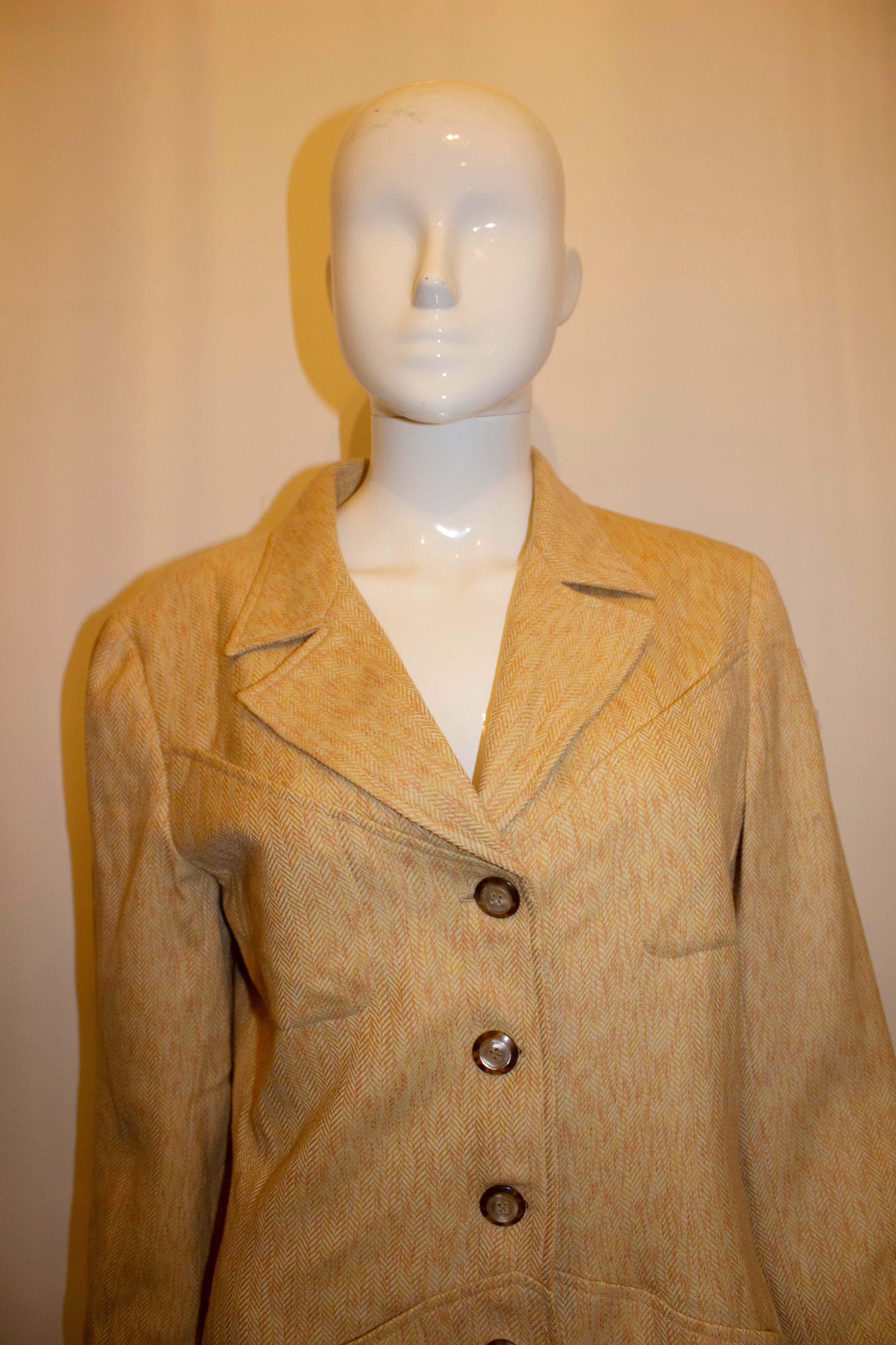 A great vintage jacket for Fall / Winter by Valentino, Miss V.  The jacket has a cut away collar, a four button front opening, four pockets and a two button cuff. It is fully lined.
Measurements: Italian size 42 /8 , bust up to 38'',length 28''