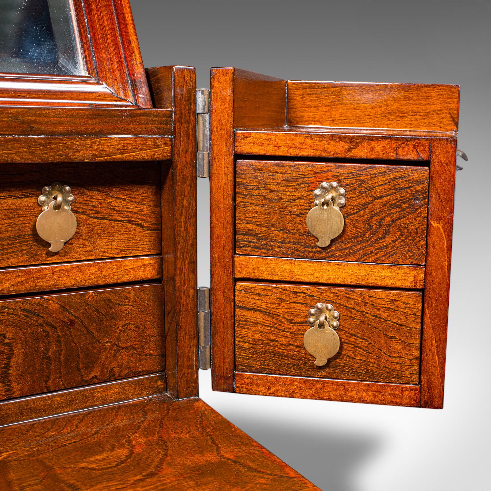 Vintage Valet Case, Korean, Oriental Elm, Brass, Grooming Box, Mirror, C.1970 For Sale 6