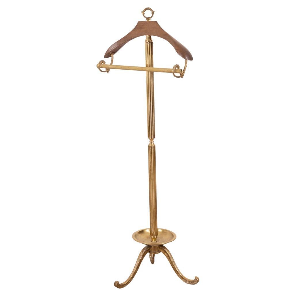 Vintage valet stand 60's golden brass and wood Italian design 
