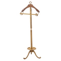 Vintage valet stand 60's golden brass and wood Italian design