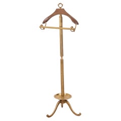 Vintage valet stand 60's golden brass and wood Italian design 