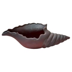 Vintage Van Briggle Dark Mauve Pottery Conch Sea Shell ~ Colorado Springs