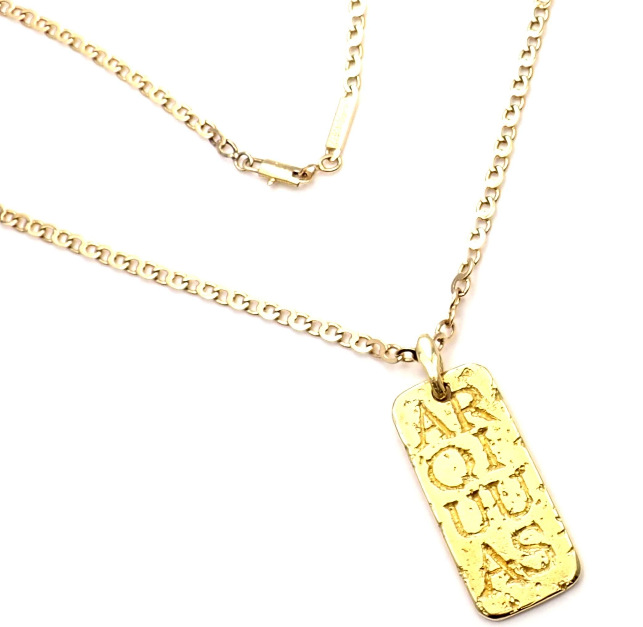 18k Yellow Gold Vintage Aquarius Pendant Necklace by Van Cleef & Arpels. 
Details: 
Necklace Length: 23.5