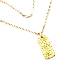 Vintage Van Cleef & Arpels Link Chain Aquarius Yellow Gold Pendant Necklace