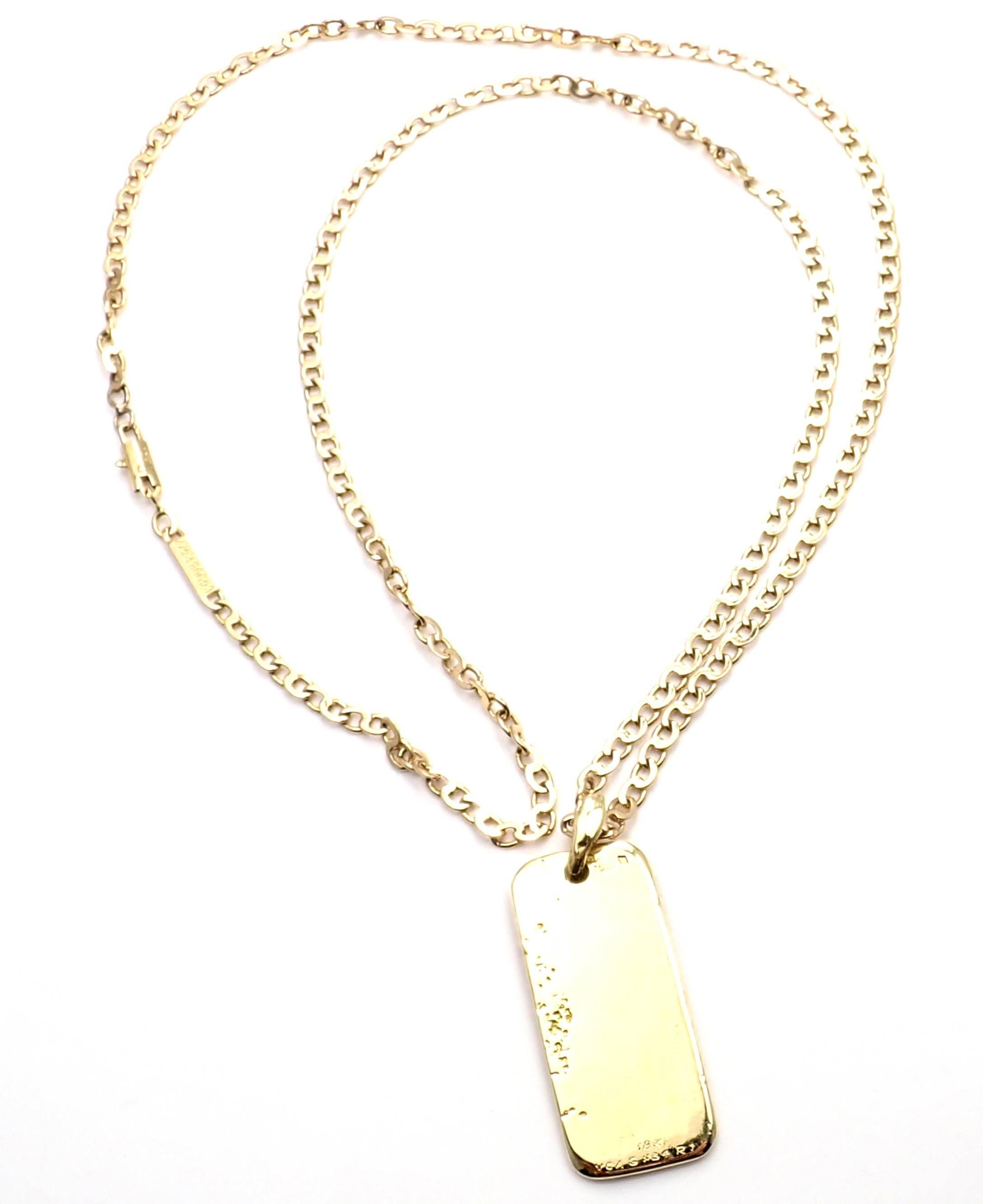 Vintage Van Cleef & Arpels Link Chain Aquarius Yellow Gold Pendant Necklace 2