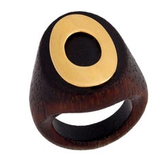 Vintage Van Cleef 18k yellow gold and wood ring