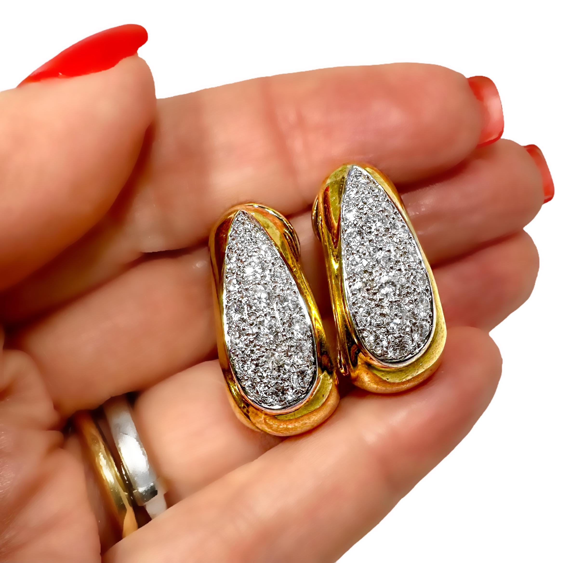 Vintage Van Cleef & Arpels 18K Gelbgold und Diamant J Haken Ohrringe im Angebot 4
