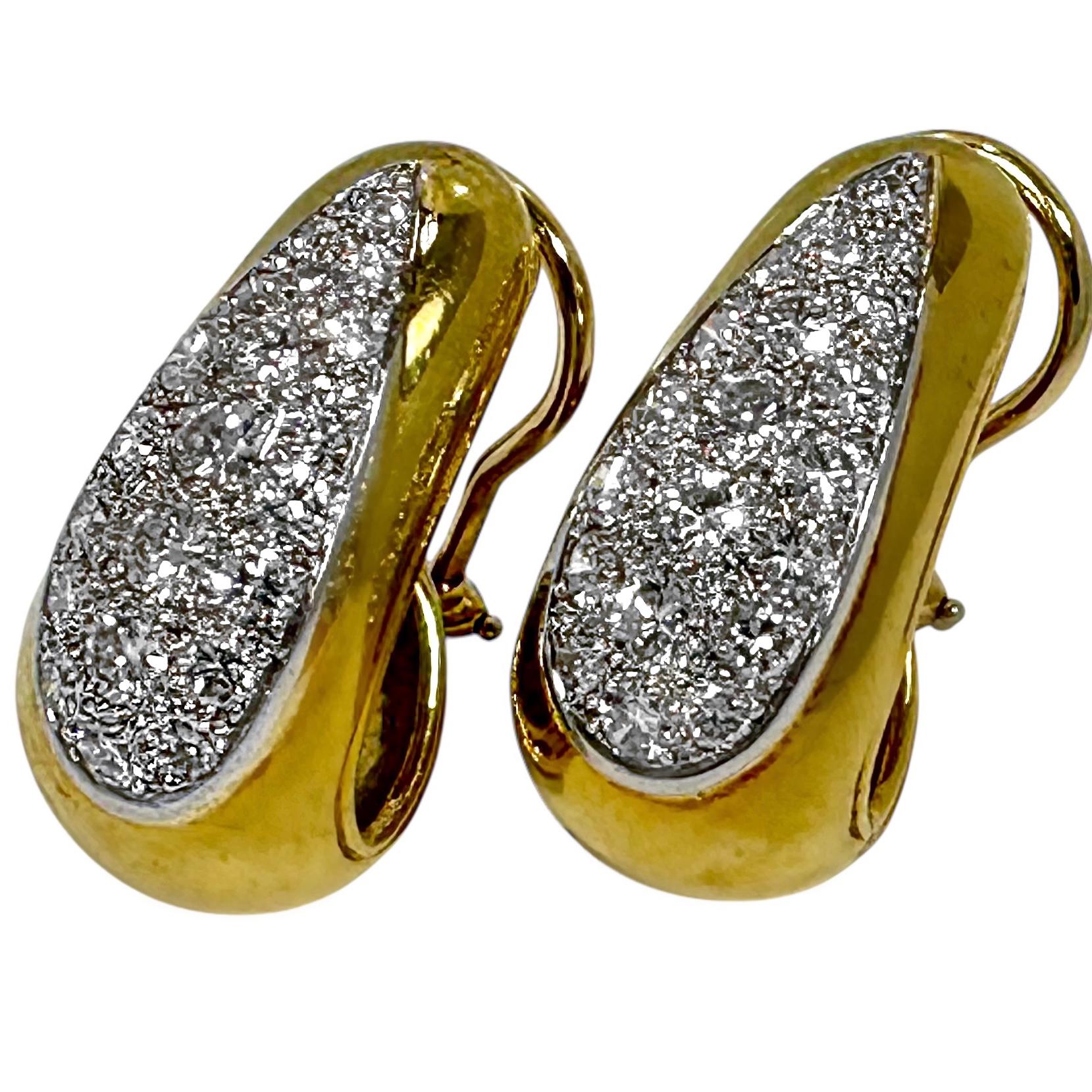 Vintage Van Cleef & Arpels 18K Gelbgold und Diamant J Haken Ohrringe (Moderne) im Angebot