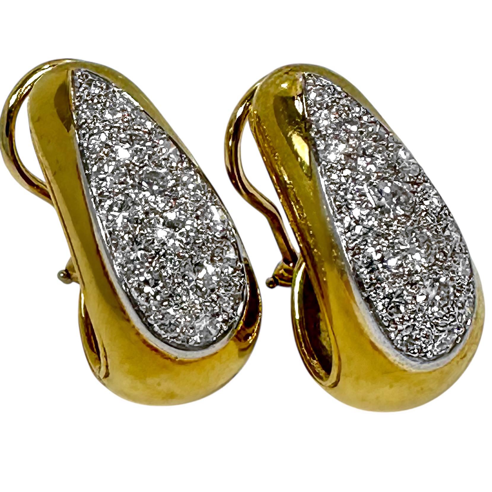 Vintage Van Cleef & Arpels 18K Gelbgold und Diamant J Haken Ohrringe im Angebot 1